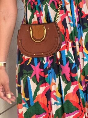 CHLOE Brown Leather Crossbody Bag with Gold Hardware